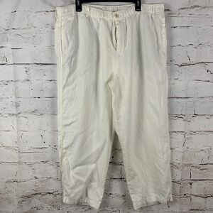 Tommy Bahama Relax Men's XXL 100% Linen Cargo Pants Cream Beige Beach Vacation